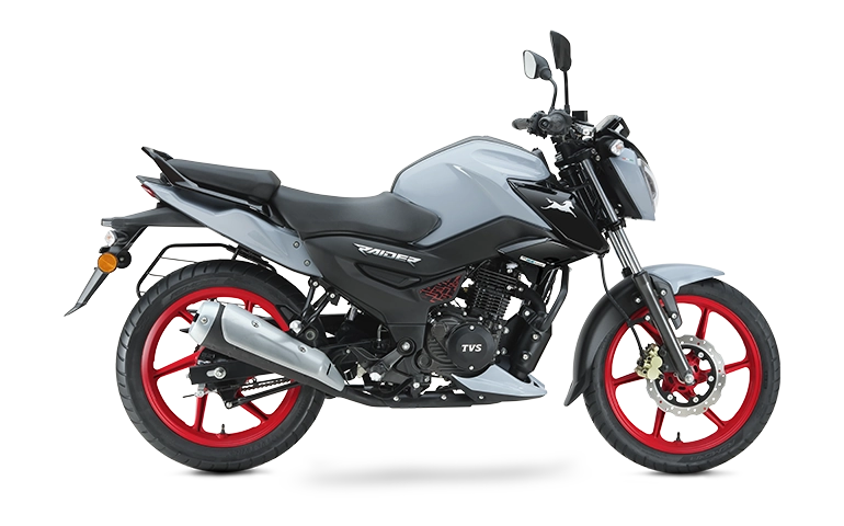 Official TVS Raider iGO in Nardo Grey with red alloy wheels